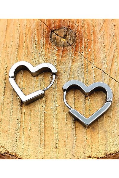 Monalisa Home 316 L Steel Silver Color Heart Figured Hoop Earring