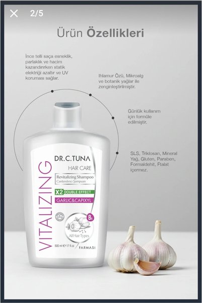 SB Ticaret Dr. C. Tuna Vitalizing Garlic Shampoo 500 ml | Original Product | |   Fast Shipping | |