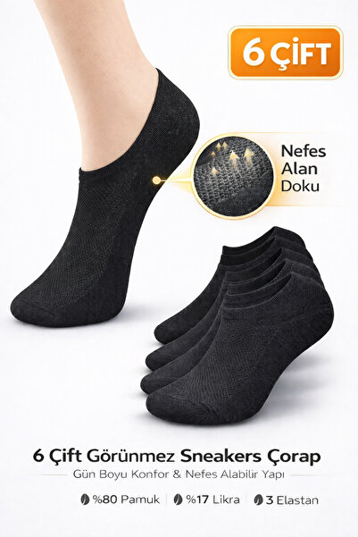 WORTHY SOCKS 6'lı Unisex Pamuklu Yıkamalı Nefes Alan Sneakers Görünmez Çorap ...