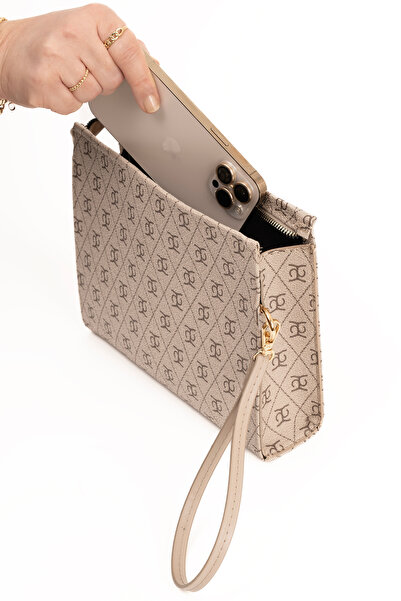 macsoo Women's Portfolio Handbag with Wrist Strap Stylish Portfolio Clutch Bag Light Mink