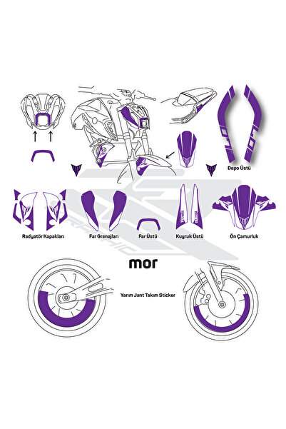 RR Graphic YAMAHA V3 STİCKER SET VE YARIM JANT ŞERİDİ