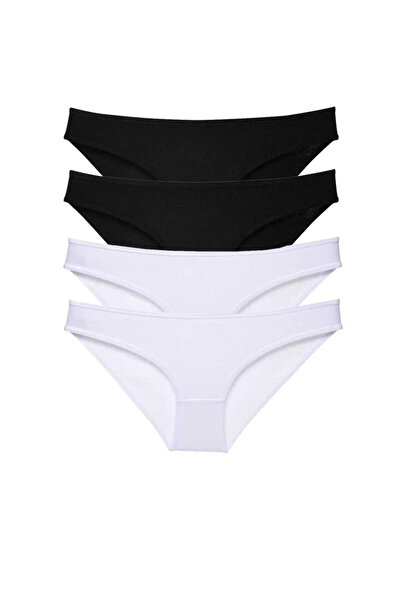 Generic Brand 4 Pieces Eco Black and White Women's Slip Lycra Panties Set