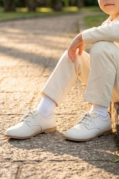 Cevoclub kids Genuine Leather Orthopedic Children's Shoes White Cv-485