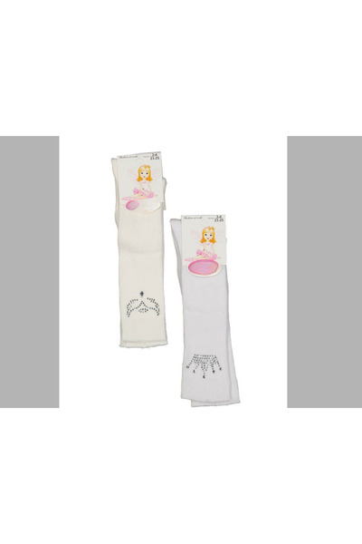 HEKİ Baby & Kid Stone Embroidered Girls' Knee-High Socks (2 Pieces)