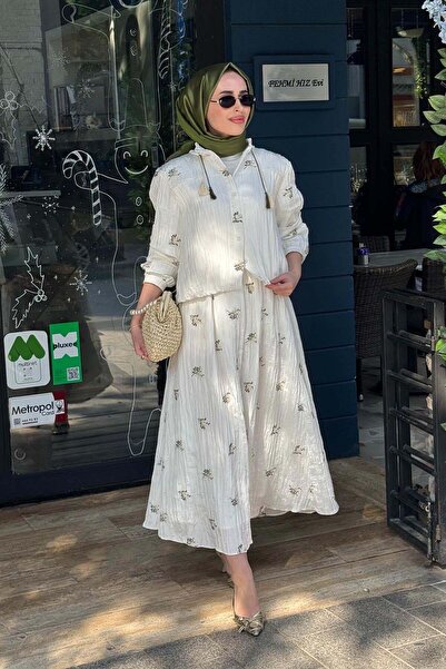EkshiButik CLANDE Etekli Takım 2601-3048T Ekru