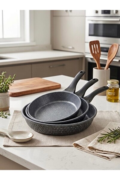 Midas 3-Piece Cast Iron Pan Set Gray (20-24-28 cm)