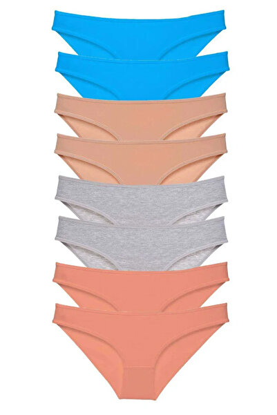 MODANI SEÇ 8 Pieces Super Eco Set Lycra Women's Slip Panties Skin Gray Powder...