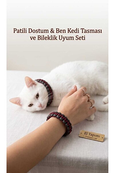 Patili Dostum & Ben Kedi Tasması ve Bileklik Seti – El Yapımı Uyum Koleksiyonu