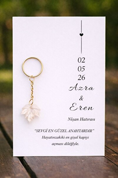 mihi hediyelik 20 Adet Çınar Yaprağı Anahtarlık - Nişan Hediye - Nikah Hediye - Söz Hediye Kart ve Jelatin Dahildir