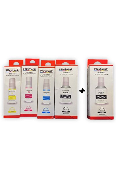 PHOTOINK Canon GI-41 4 Renk +1 Siyah Mürekkep Seti G1420 G2420 G2460 G3420 G3...