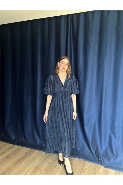 AÈC PRIVÈ Γυναικείο καλοκαιρινό κοντομάνικο μακρύ φόρεμα Lina-434