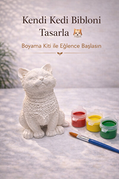 matheon Boyanabilir Sevimli Kedi Biblo | DIY Boyama Kiti | Çocuk Hobi Seti | ...