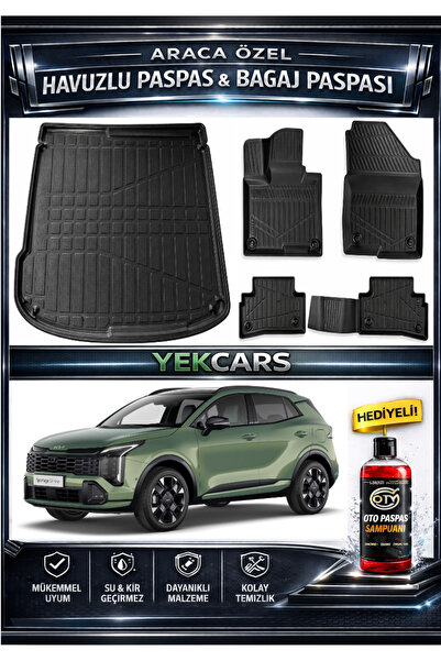 YEKCARS KİA SPORTAGE LİVE/GT-LİNE 2026 MODEL 3D KOKUSUZ HAVUZLU PASPAS TAKIMI...
