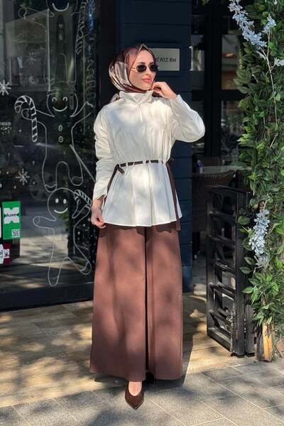 EkshiButik CLANDE Tunik 2601-3019 Ekru