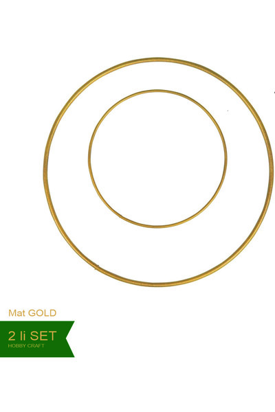 Hobby Craft Makrome Halkası , 15 ve 38 cm 2 li Set Gold Metal Kasnak ( Dokulu...