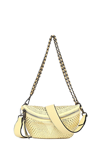 Derimod Γυναικεία τσάντα χιαστί με κίτρινο λουράκι αλυσίδας 26PBD2400TS