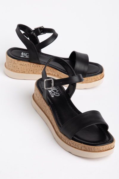 HCO Sandale de damă casual cu detalii din paie
