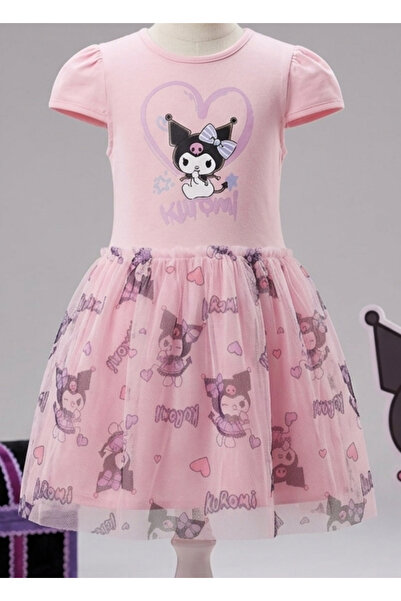 Neva Baby Boutique فستان توتو من التول بأكمام قصيرة مطبوع عليه قلب كرومي بالل...