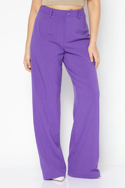 Don't Call Me Jennyfer Women Regular Fit Wide Leg Solid Pants, Purple