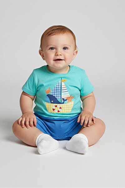 Hamleys Toddlers Boy Graphic Print Short Sleeve Jumpsuit, Multicolor