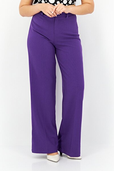 Don't Call Me Jennyfer Women Plain Belt Loops Palazzo Pants, Purple