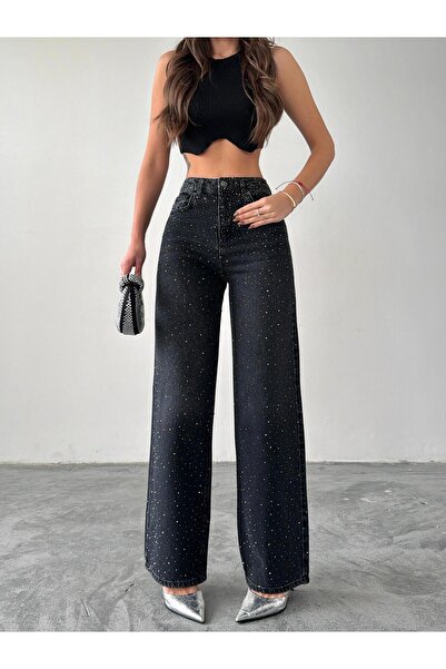 XBELLA DENİM ΓΥΝΑΙΚΕΙΟ ΨΗΛΟΜΕΣΟ ΠΕΤΡΙΝΟ ΜΑΥΡΟ ΤΖΙΝ ΠΑΝΤΕΛΟΝΙ ΜΕ ΦΑΡΧΗΜΕΝΑ ΠΟΔΙΑ