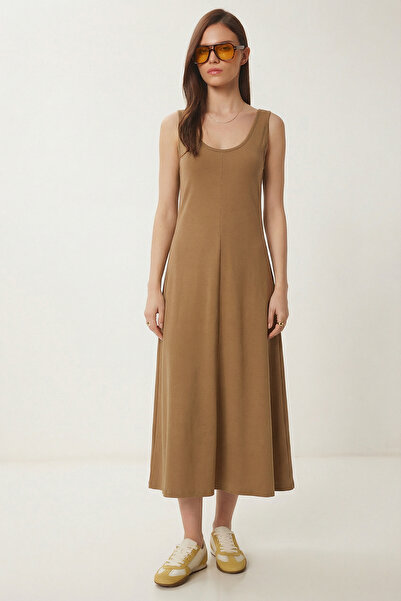 Lovelyİstanbul Αμάνικο Βασικό Καλοκαιρινό Πλεκτό Φόρεμα LCR0057 ΜΠΙΣΚΟΥΒΙ