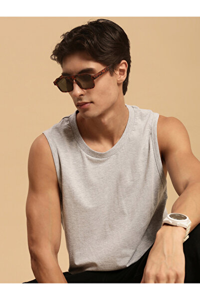 ECOLORE By Styli Men Grey Crew Neck 100% Cotton Oversized Tank