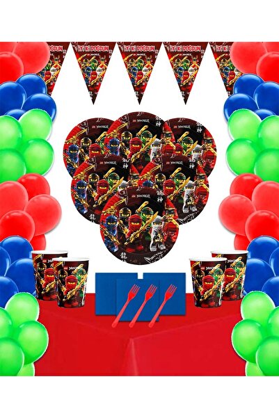 Yogi parti LEGO Ninjago Temalı 8 Kişilik Parti Seti Doğum günü seti