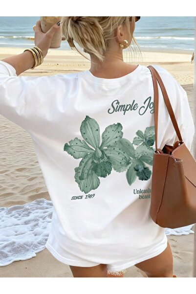 ZAVIXO Tricou de damă cu imprimeu orhidee, model basic – Țesătură 100% bumbac...