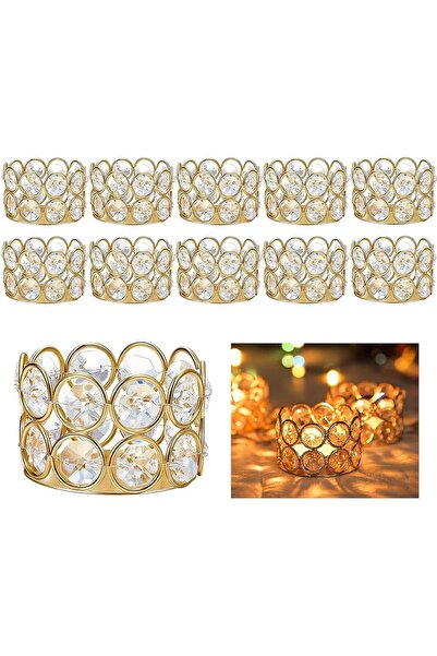 Arabest 12 Pcs Gold K9 Crystal Tealight Candle Holders,Elegant Votive Design,...