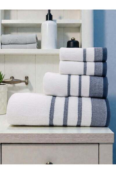 Baltic Linen طقم مناشف إليسيان من 4 قطع، 550 جرام لكل متر مربع، قطن ناعم وماص...