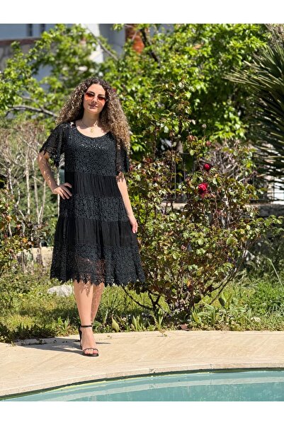 Punta Otantik NCC10338 Ιταλικό Φόρεμα από Μετάξι με Παγιέτες Μαύρο