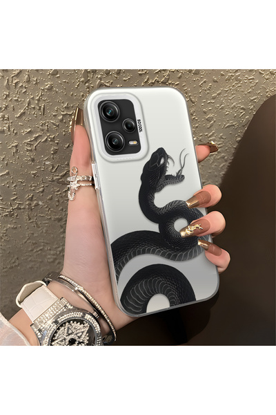 SLIMFELT Redmi Note 12 Pro 5G Uyumlu Yüksek Kaliteli Yılan Desenli Kılıf, Şık...