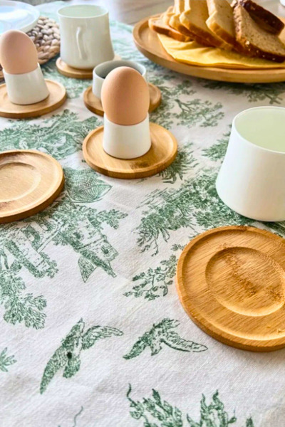 Lucky Love 6 Pieces of Luxury Round Bamboo Coasters Tea Plate Coasters Cup Coasters Stylish Decor