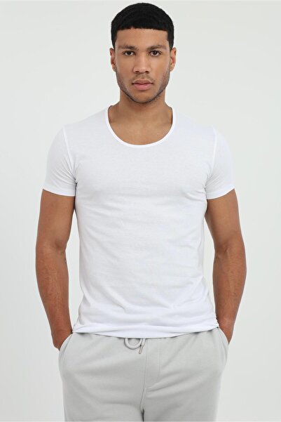 Dufy White O-Neck Men's Undershirt 100% Cotton