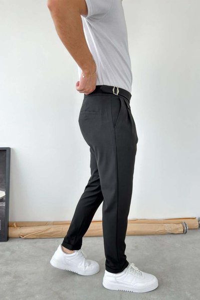 HAFKA Pantaloni din material textil cu croială normală și detaliu curea neagră