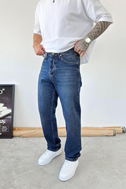 HAFKAGİYİM Vintage μπλε μαλακό ντεγκραντέ φαρδύ παντελόνι