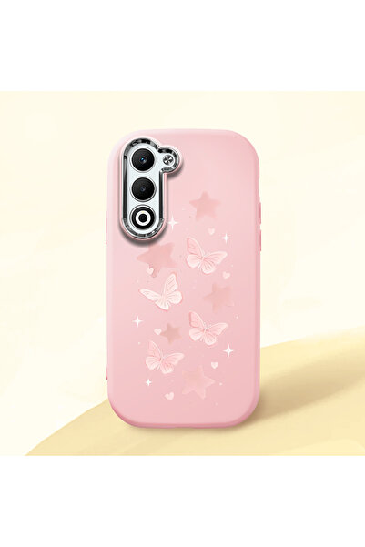ucuc Oppo A5 4G/5G Uyumlu Darbe Emici Kamera Korumalı pembe Silikon Kılıf