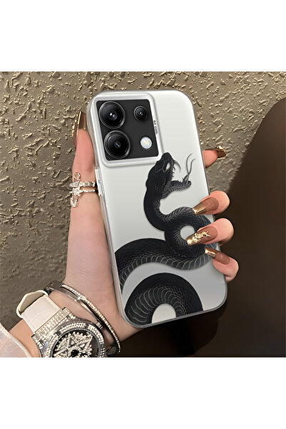SLIMFELT Redmi Note 13 Pro 5G Uyumlu Yüksek Kaliteli Yılan Desenli Kılıf, Şık...