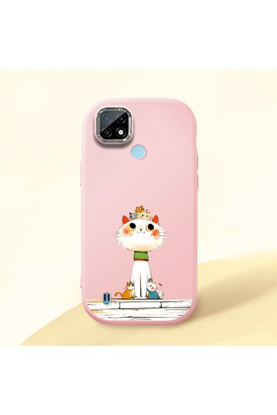 ucuc Realme C21 Compatible Shock-Absorbing Camera Protected Pink Silicone Case