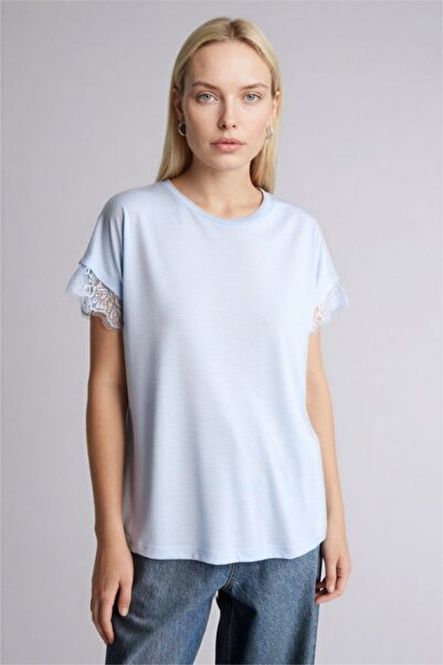 DeFacto Γυναικείο T-shirt H0576AX/BE196 ΑΝΘΡΑΚΙ ΜΠΛΕ