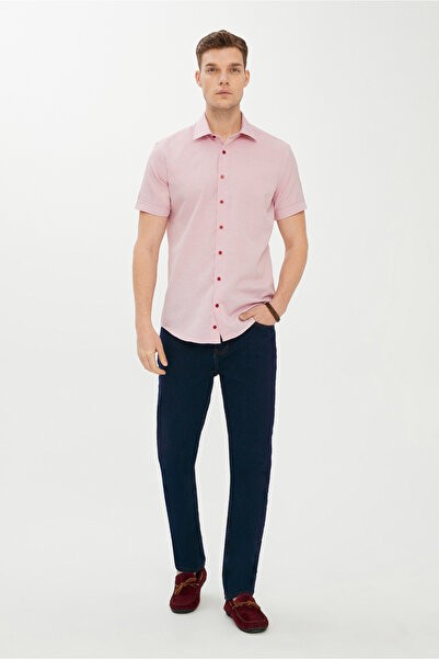 Kiğılı Kısa Kol Slim Fit Dar Kesim Gömlek