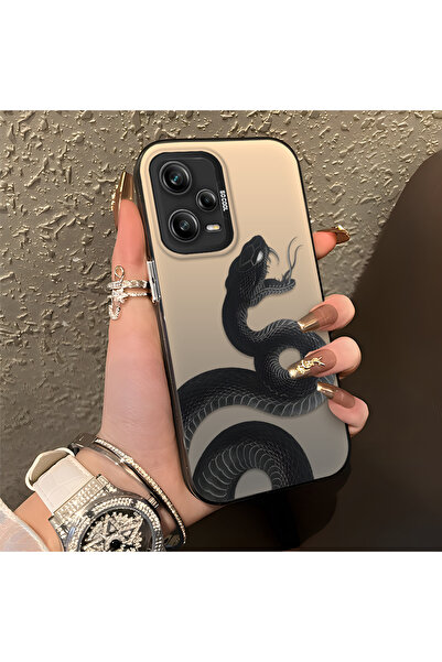 SLIMFELT Redmi Note 12 Pro 5G Uyumlu Yüksek Kaliteli Yılan Desenli Kılıf, Şık...