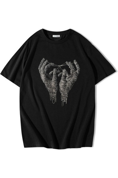 BRZ COLLECTION Unisex Oversize Albin Bousquet Mano Series T-shirt Siyah