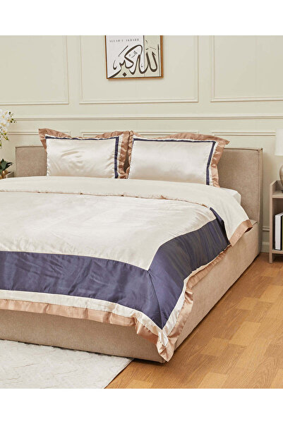 REDTAG Blue Satin 2 Piece Duvet Cover Set (240 x 220 cm)