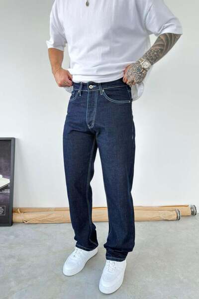 HAFKAGİYİM Σκούρο μπλε μαλακό ντεγκραντέ φαρδύ παντελόνι