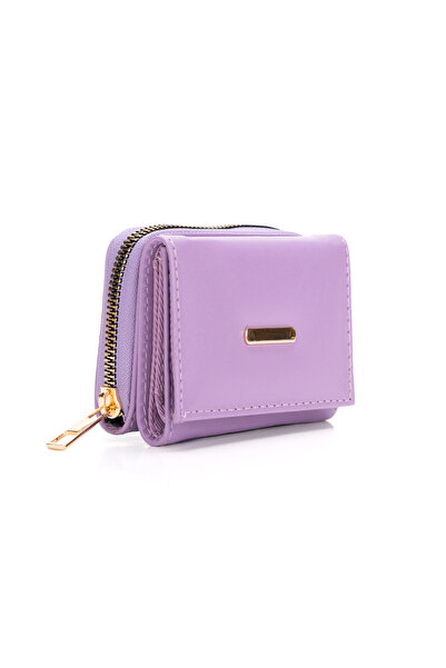 NEWISH POLO ACCESSORIES Γυναικείο λιλά μικρό πορτοφόλι με φερμουάρ, θήκη για ...