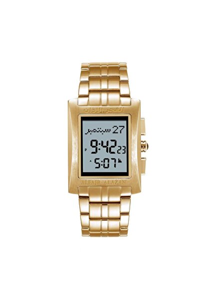 ALFAJR ALAZAN Islamic dawn clock with prayer times and Qibla direction, gold ...