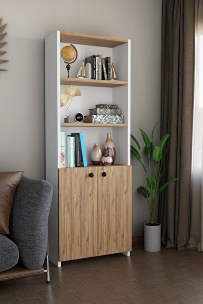alpaevmobilya Kapaklı Çok Amaçlı Salon Dolabı 150x50x22 cm Raflı Kitaplık Dek...